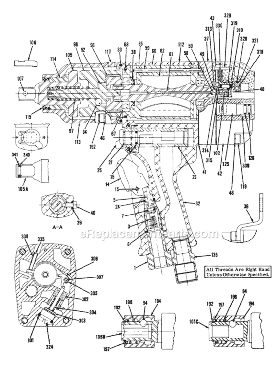 Page A Diagram and Parts List for CP6041 T021955 Chicago Pneumatic Wrench